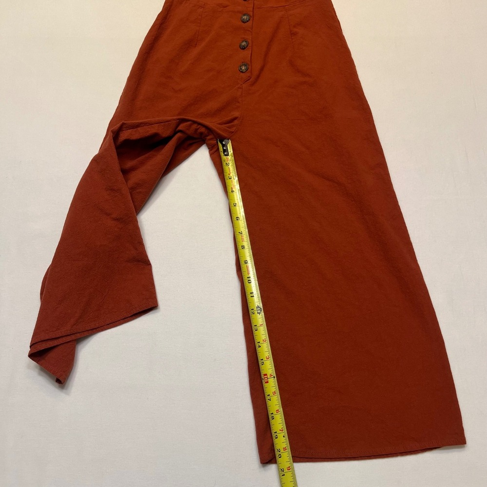 Sienna Sky Terracotta Rust 100% Cotton Wide Leg Button Front Boho Jumpsuit S - Picture 6 of 8